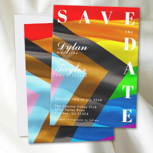 Gay Wedding Pride Flag Typography Save the Date