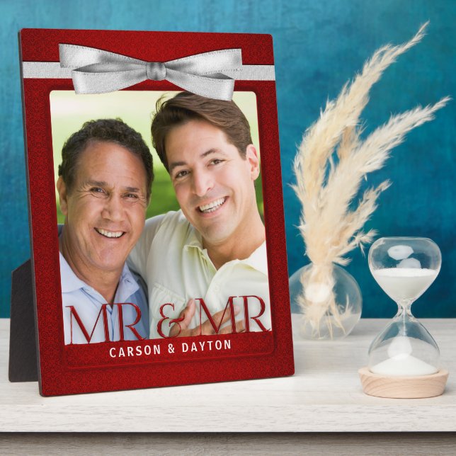 Gay Wedding Red Photo Frame with Mr and Mr (Side)