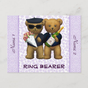 Gay Wedding - Ring Bearer - Teddy Bears lilac Invitation