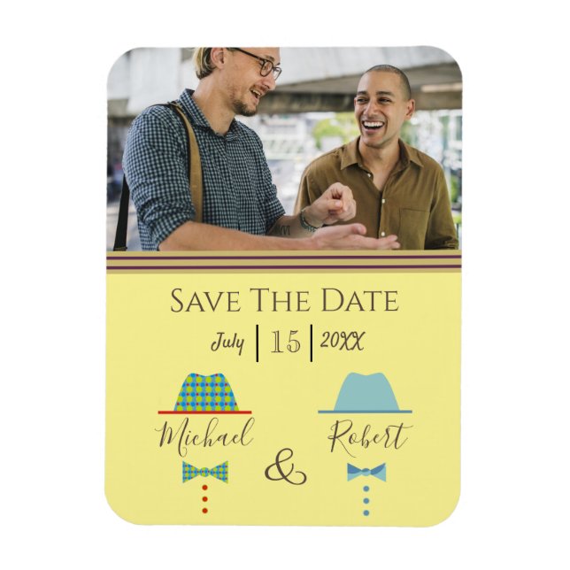 Gay Wedding Save The Date Invitation Magnet (Vertical)