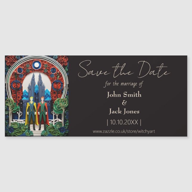 Gay Wedding Save the Date Magnet (Front)