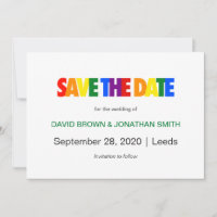 Gay Wedding Save the Date Rainbow Flag Colors