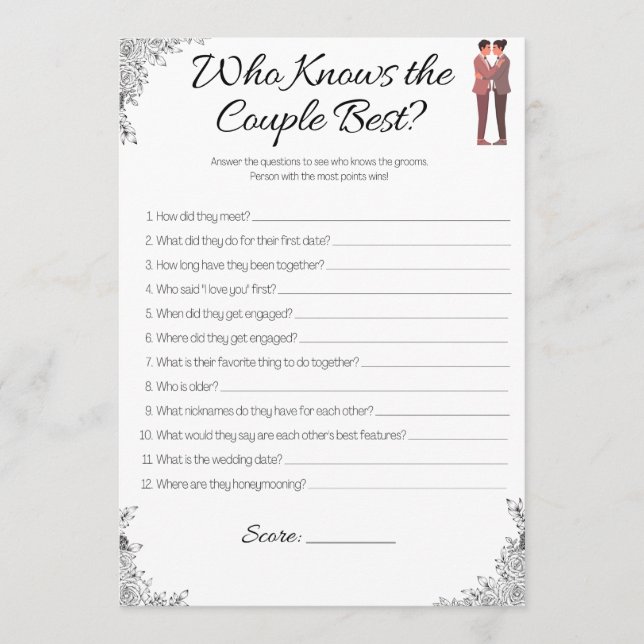 Gay Wedding Shower Game, Who Know's the Couple? Invitation (Front)