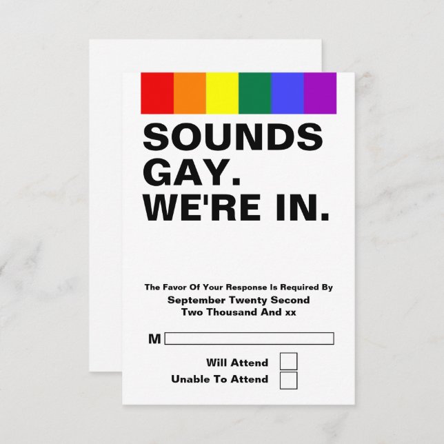 Gay Wedding Sounds Gay We Are In RSVP (Front/Back)