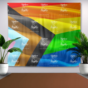 Gay Wedding Step and Repeat Pride Flag Backdrop Tapestry