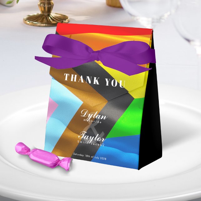 Gay Wedding Thank You Pride Flag Typography Favour Box (Creator Uploaded)