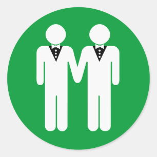 GAY WEDDING TOPPER CLASSIC ROUND STICKER