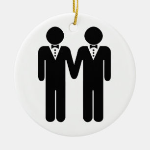 GAY WEDDING TOPPER MEN -.png Ceramic Tree Decoration