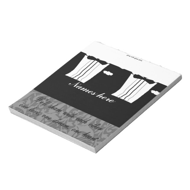 Gay Wedding Tuxedo Candy Bar Wrapper Party Favour Notepad (Rotated)