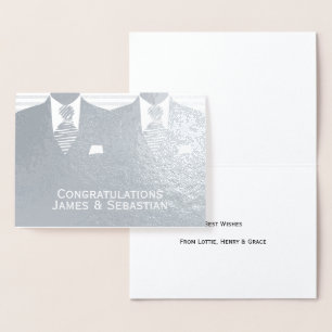 Gay Wedding Two Grooms Congratulations Foil Card