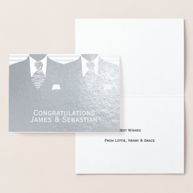 Gay Wedding Two Grooms Congratulations Foil Card (Display)