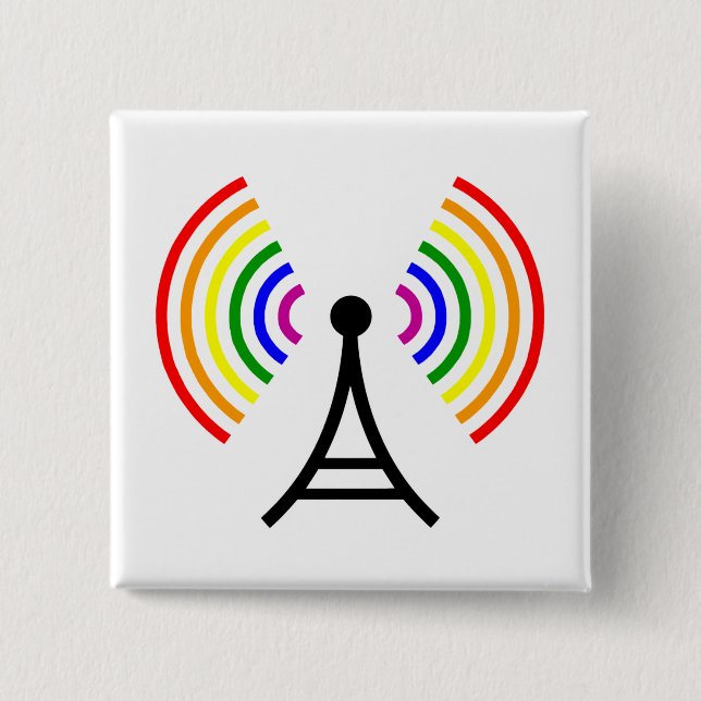 Gay Wifi Rainbow Signal Antenna 15 Cm Square Badge (Front)