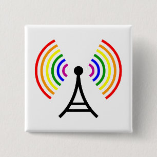 Gay Wifi Rainbow Signal Antenna 15 Cm Square Badge