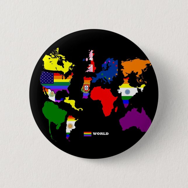 Gay World 6 Cm Round Badge (Front)