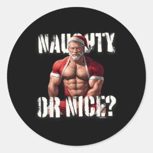 Gay Xmas Muscle Daddy Bear Nice Santa Pride Lgbtq Classic Round Sticker