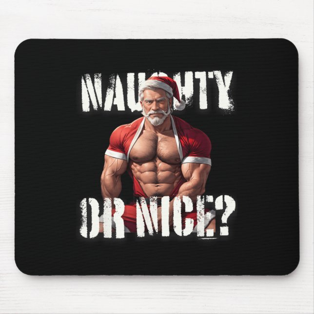 Gay Xmas Muscle Daddy Bear Nice Santa Pride LGBTQ  Mouse Mat (Front)