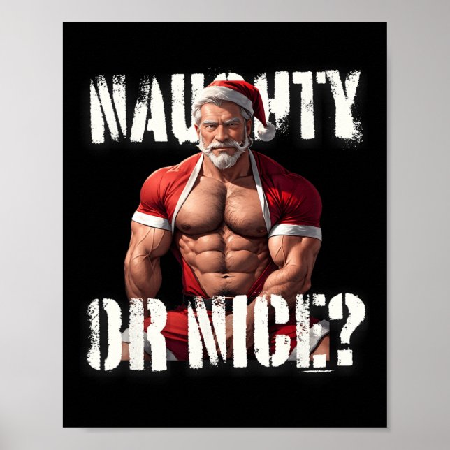 Gay Xmas Muscle Daddy Bear Nice Santa Pride LGBTQ  Poster (Front)