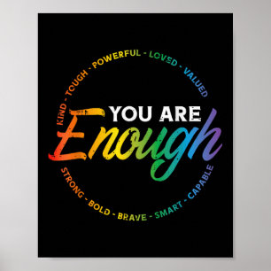 Gay You Are Enough Rainbow Pride Flag Ally Lgbtq M Poster