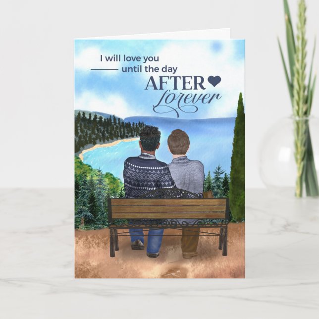 Gay Young Interracial Couple Anniversary Card (Front)