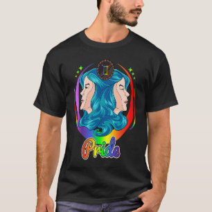 Gay Zodiac LGBTQ Zodiac Sign Gemini Rainbow Pride T-Shirt