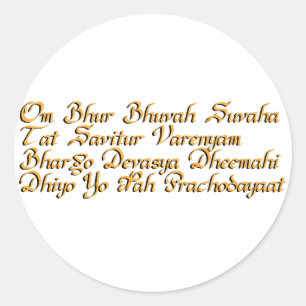 Gayatri mantra classic round sticker