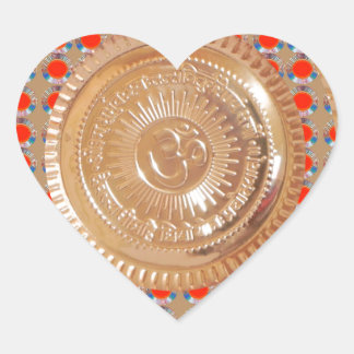 GAYATRI Mantra n OmMantra Symbol Embossed GOLD Heart Sticker