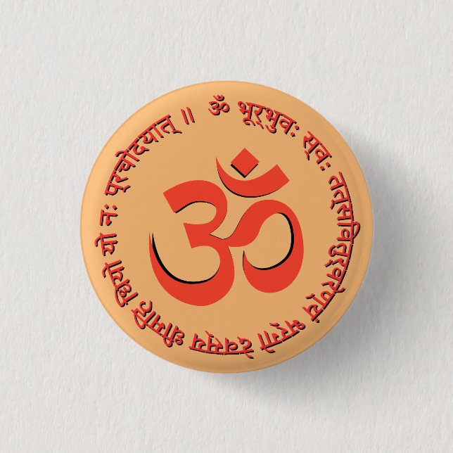 Gayatri Mantra "Om Bhur Bhuva Swah" 3 Cm Round Badge (Front)