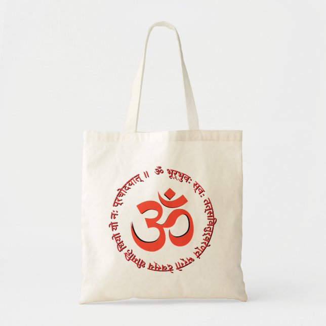 Gayatri Mantra "Om Bhur Bhuva Swah" Tote Bag (Front)