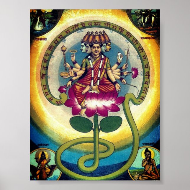  Gayatri Mantra (personification as a goddess) Poster (Front)