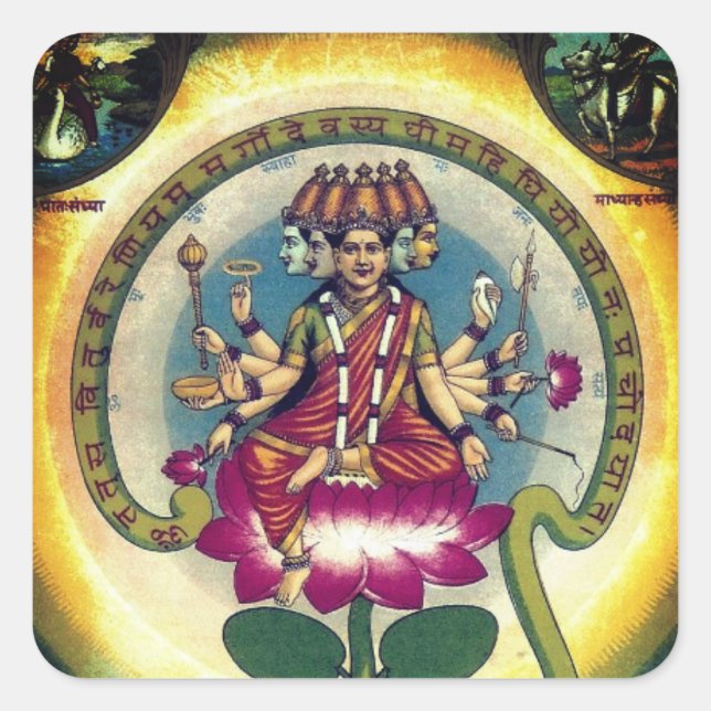  Gayatri Mantra (personification as a goddess) Square Sticker (Front)