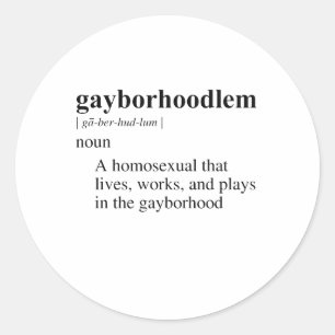 GAYBORHOODLEM CLASSIC ROUND STICKER