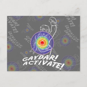 Gaydar! Activate! Rainbow Lesbian Postcard
