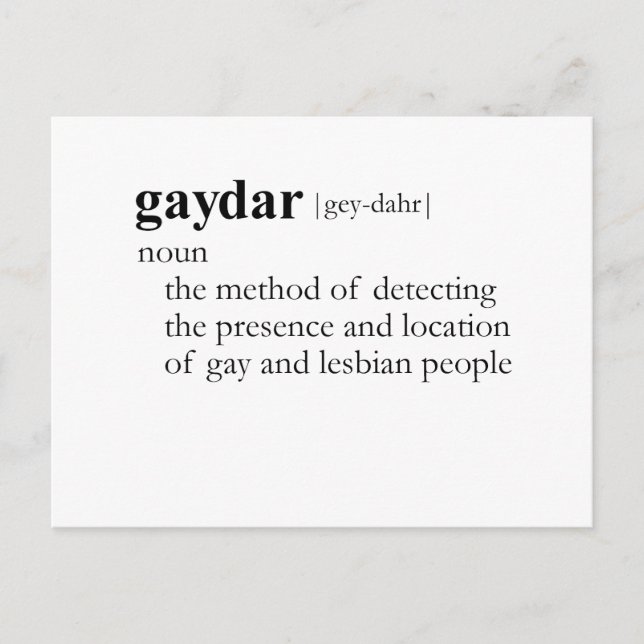 GAYDAR (definition) Postcard (Front)