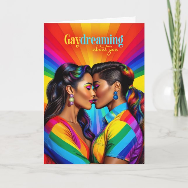 Gaydreaming Latin American Lesbian Rainbow Love Card (Front)
