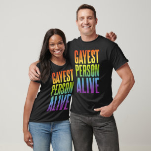 Gayest Person Alive Queer Rainbow Colours T-Shirt
