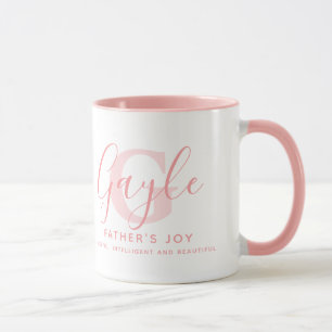 Gayle name meaning and monogram soft pink text mug