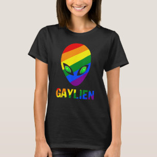 Gaylien Gay Alien Pride LBGT Rainbow UFO Flag Gayl T-Shirt