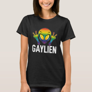 Gaylien Gay Alien We are all Human Rainbow Colour T-Shirt