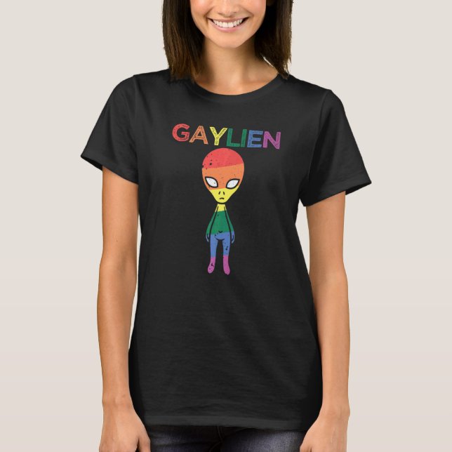 Gaylien LGBTQ+ Gay LGBT Community Rainbow Pride Pr T-Shirt (Front)