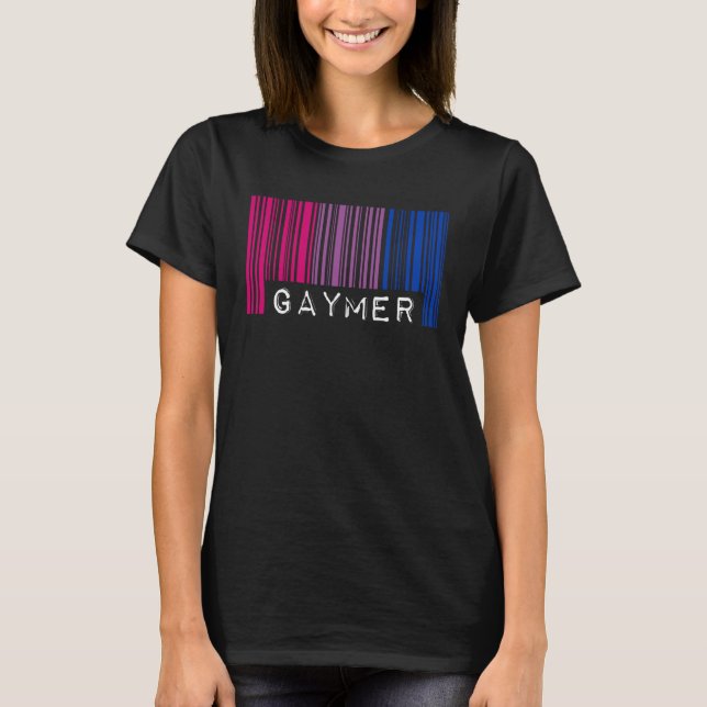 Gaymer Bisexual Pride Flag Barcode Video Games Ner T-Shirt (Front)