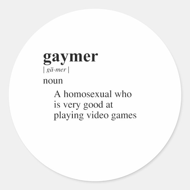 GAYMER CLASSIC ROUND STICKER (Front)