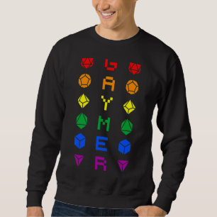 Gaymer D20 Rainbow Dice Lgbt Pride Gay Gamer Sweatshirt