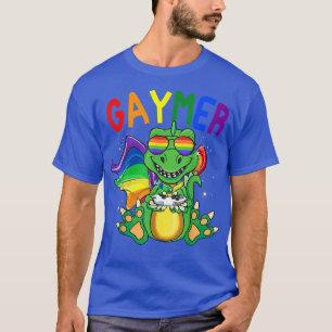 Gaymer Dinosaur Play Game LGBT Gamer Pride Month T-Shirt