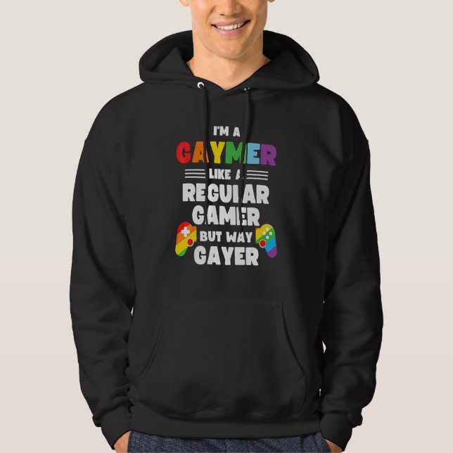 Gaymer  Gay Gamer Lgbt Pride Rainbow Controller Ga Hoodie (Front)