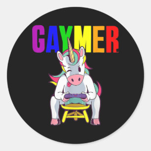 Gaymer Gay Pride Flag Gamer LGBTQ Video Game Classic Round Sticker