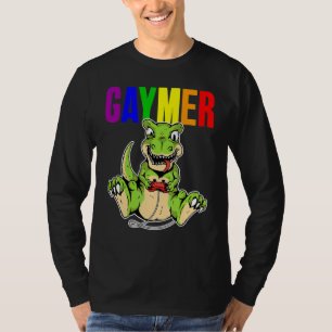 Gaymer Gay Pride Flag Gamer Lgbtq Video Game Dinos T-Shirt