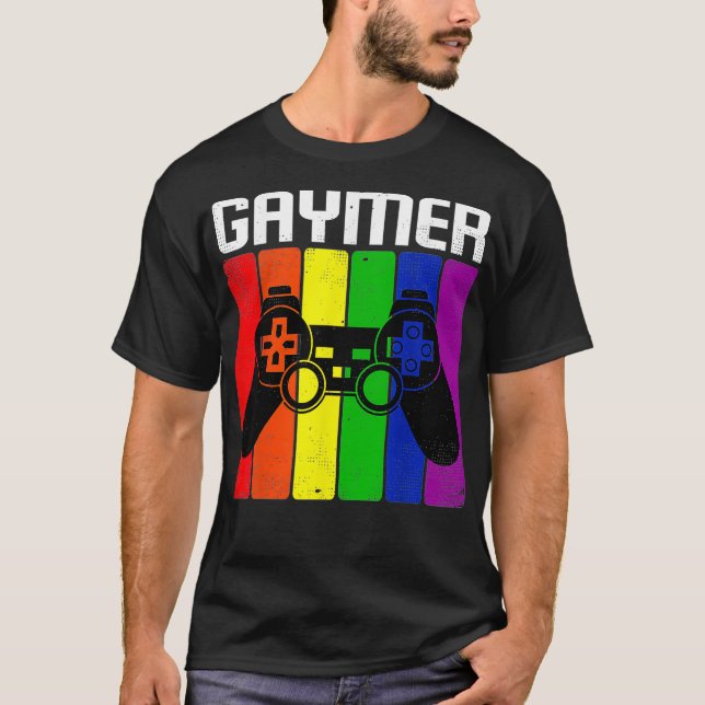 Gaymer Gay Pride Rainbow Flag Proud LGBTQ Cool LGB T-Shirt (Front)