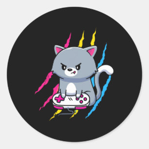 Gaymer Geek Pride Lgbt Video Game Lover Gift Cat Classic Round Sticker