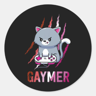 Gaymer Geek Pride Lgbt Video Game Lovers Gift Cat  Classic Round Sticker