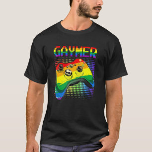 Gaymer Heartbeat Rainbow Video Gamer Gay Lgbt Prid T-Shirt